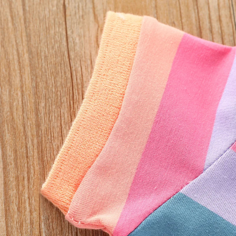 Girls Rainbow Stripe Rabbit Embroidered Dress | Summer | Ages 2–7
