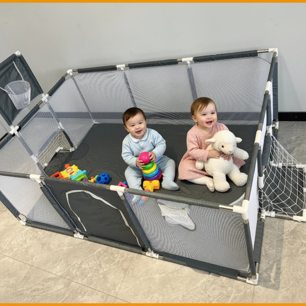 Large Baby Playpen with Pull Rings – Indoor Safety Barrier & Ball Pit