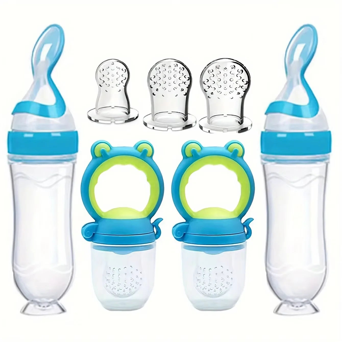 7-Piece Baby Feeding Set – Silicone Bottles & Fruit Feeder Pacifiers | 0–2Y