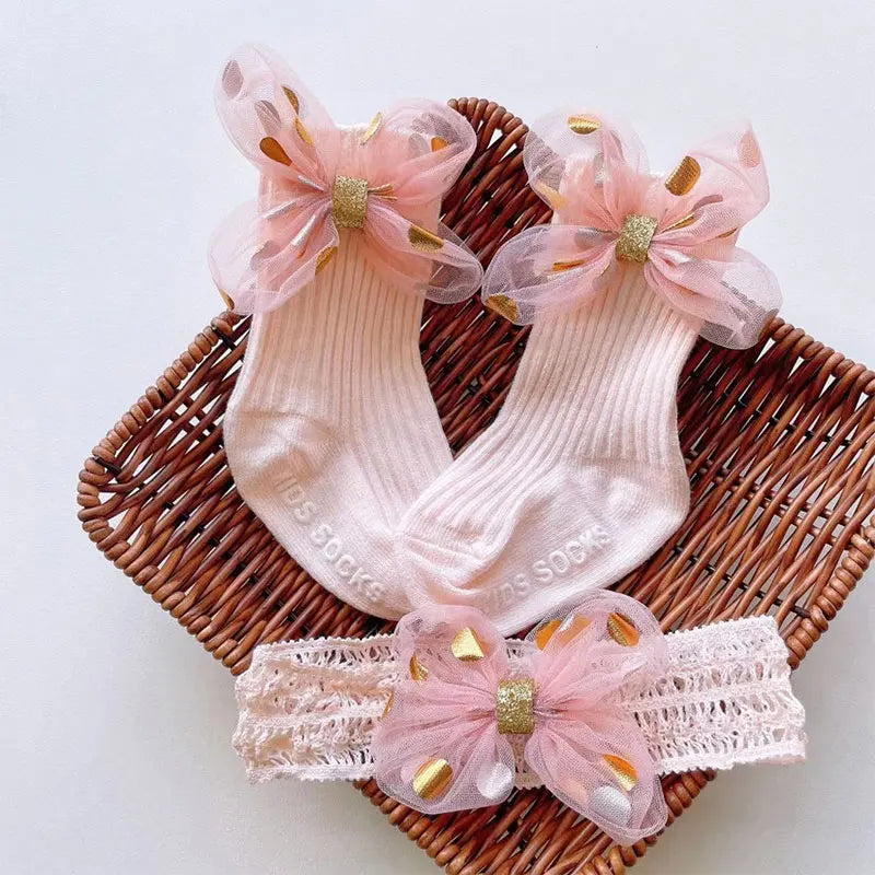 Baby Bow Headband & Socks Set – 2-Piece Girls Accessory