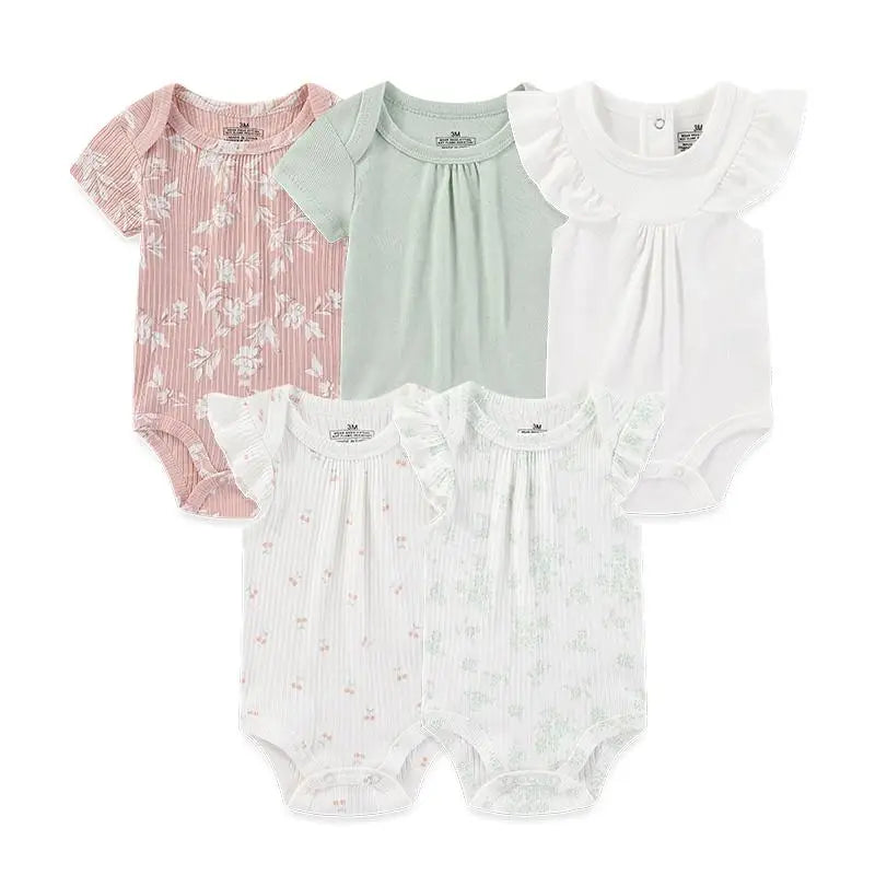 Baby Bodysuits 5-Pack - Cotton Short Sleeve
