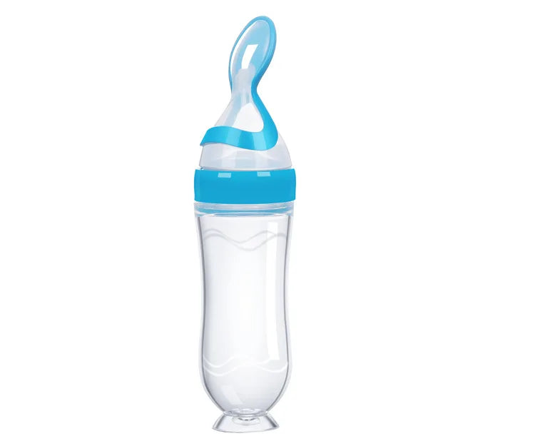 Squeezed Milk Bottle Food Grade Silicone Newborn Training Spoon Baby Grain Food Supplement Feeder Safe and Practical