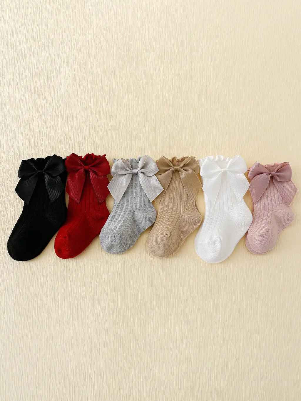 Baby Girl Bow Lace Socks - 6 Pairs