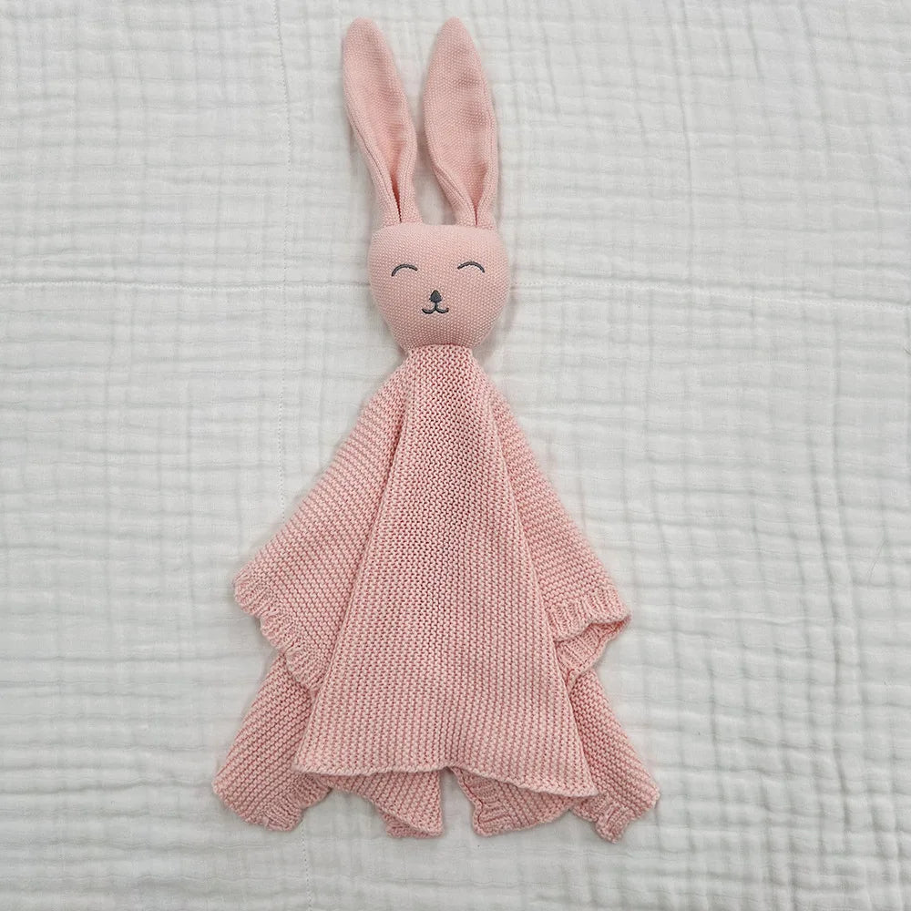 Baby gifts Lovey Animal Stroller Blanket Breathable Cotton Knitted Bunny Comforting Blanket