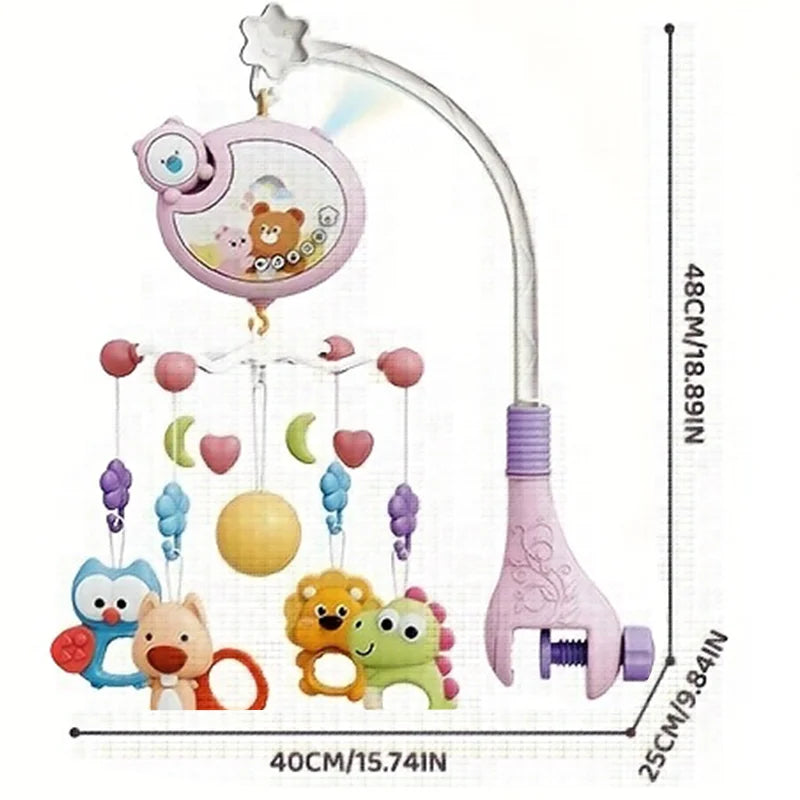 360° Musical Baby Crib Mobile Rotating Night Light Bed Bell Toy Four Speed Timming Hanging Infant Newborn Rattle Bedside Gift
