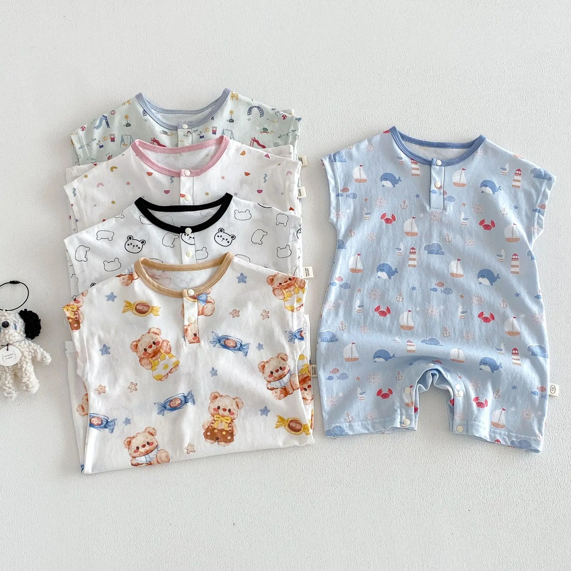 Baby Cartoon Print Summer Romper | Sleeveless Snap Bodysuit 3–24M