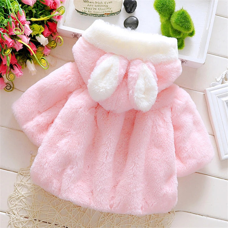 Baby Girls Rabbit Ear Fleece Cape | Autumn Winter | Ages 0–2