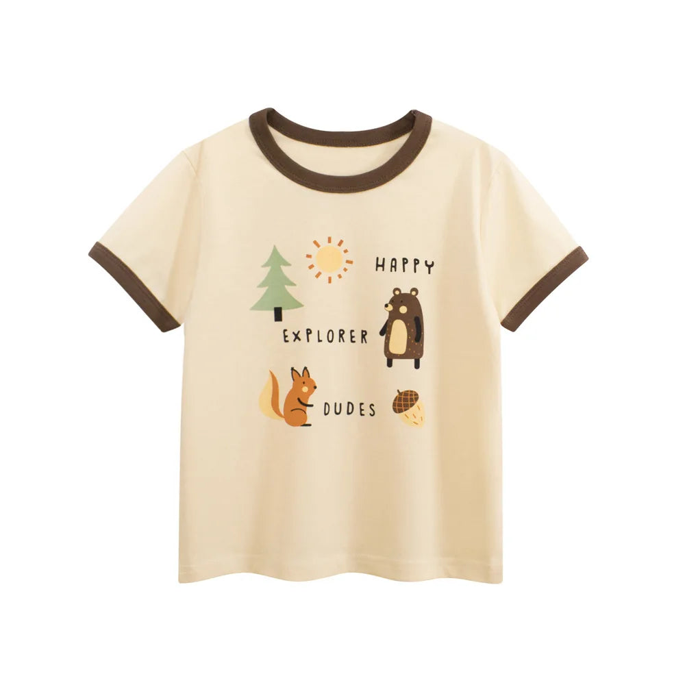 Girls' Cartoon Print T-Shirt | 100% Cotton Short Sleeve Top Ages 1–9