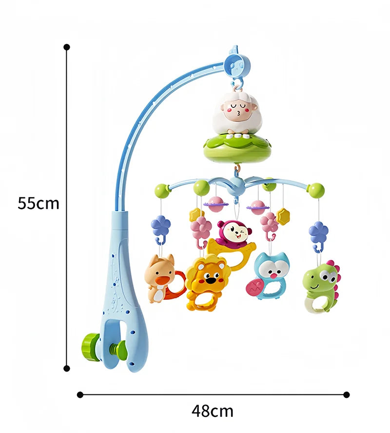 360° Musical Baby Crib Mobile Rotating Night Light Bed Bell Toy Four Speed Timming Hanging Infant Newborn Rattle Bedside Gift