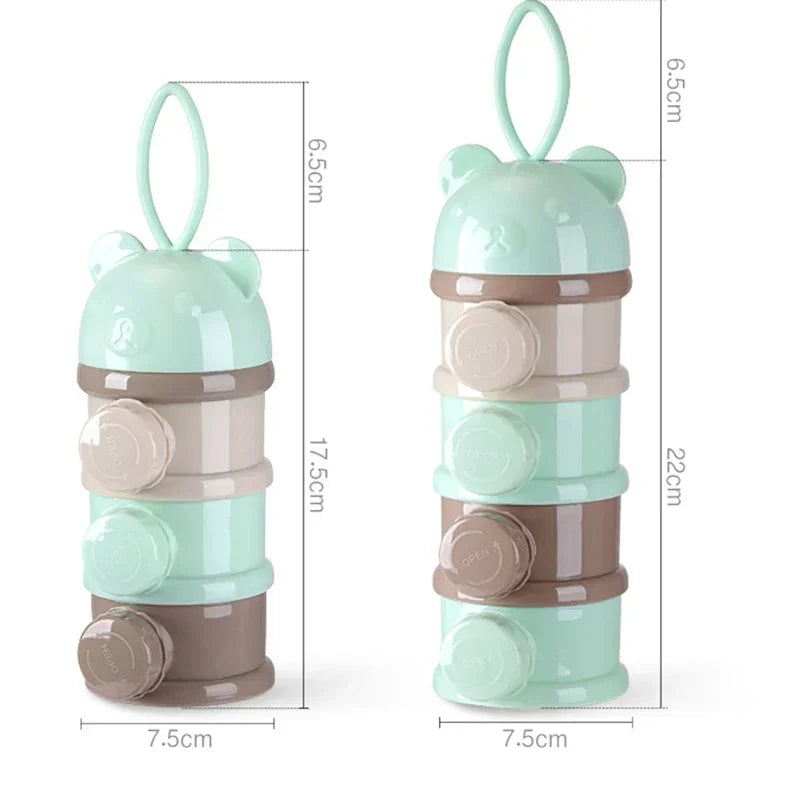Portable Baby Food Storag Box Multiple Openings Cereal Cartoon Infant Milk Powder Box Toddle Snack Container 3/4Layer
