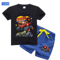 Boys' Cartoon Print Short Sleeve T-Shirt & Shorts Set
