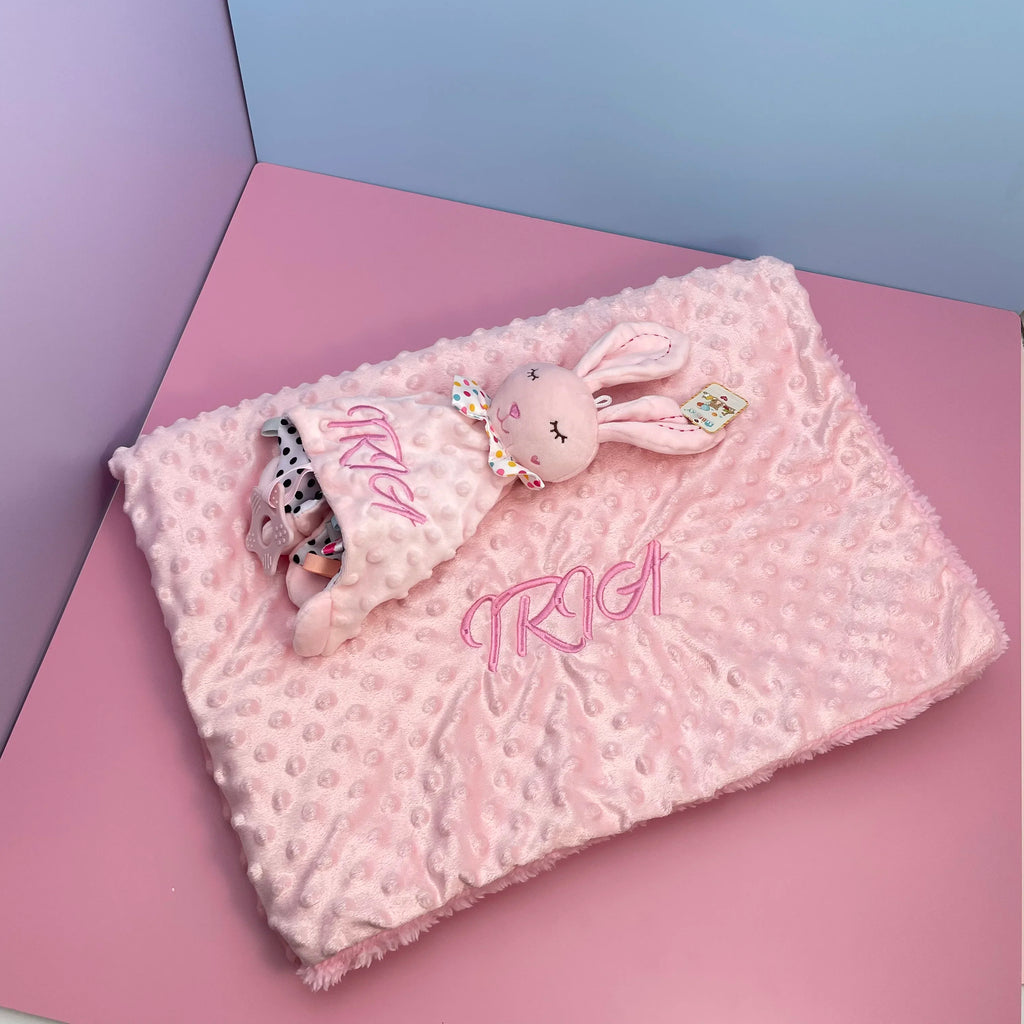 Personalised Soft Plush Baby Blanket with Name – Custom Newborn Gift