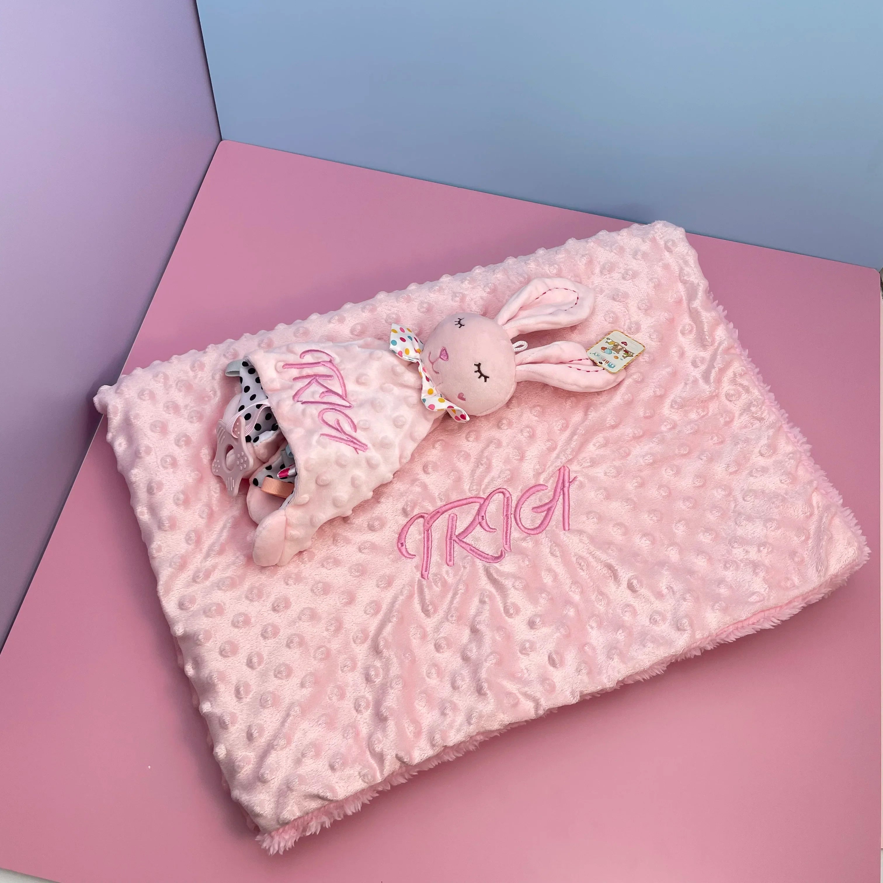 Personalised Soft Plush Baby Blanket with Name – Custom Newborn Gift