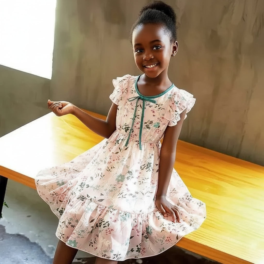 Girls' Sleeveless Floral Summer Dress – A-Line Party & Casual Dress (2T–12Y)