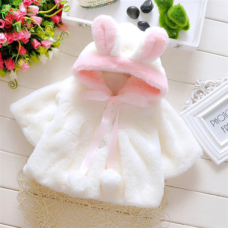 Baby Girls Rabbit Ear Fleece Cape | Autumn Winter | Ages 0–2