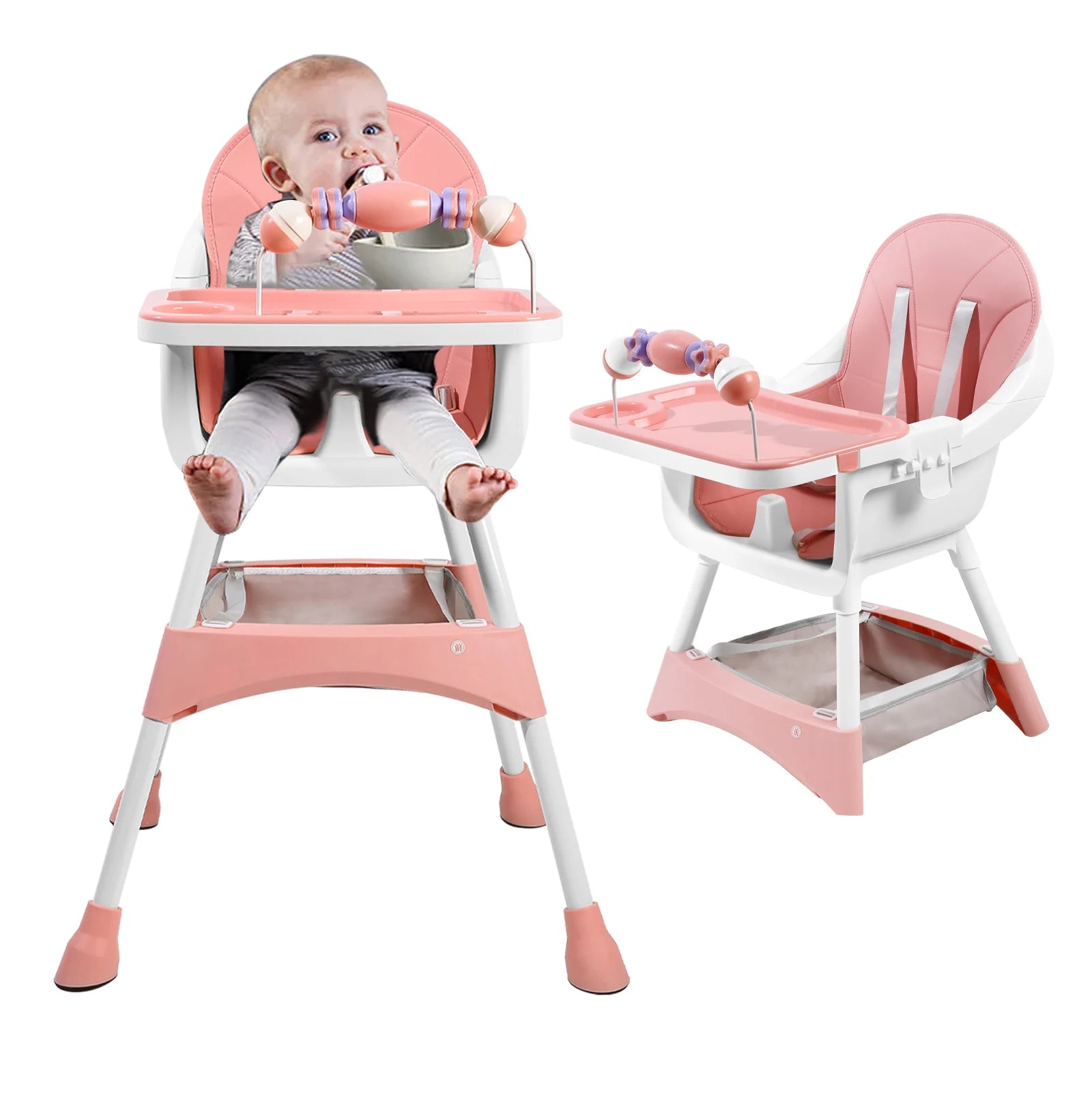Baby High Chair – Convertible Toddler Dining Chair with Detachable Tray