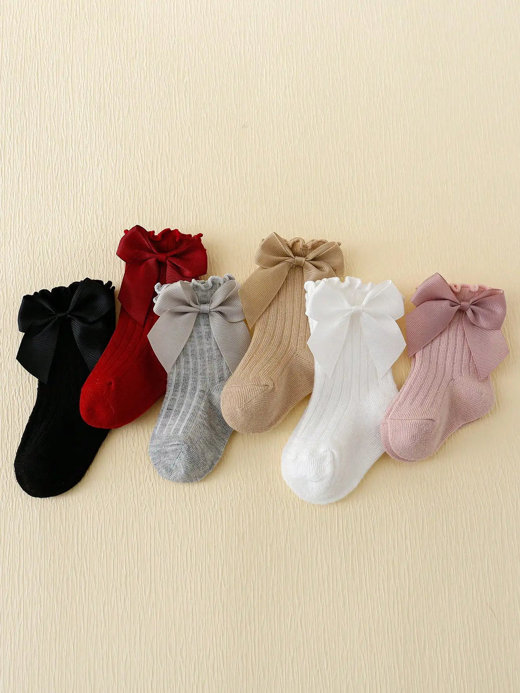 Baby Girl Bow Lace Socks - 6 Pairs
