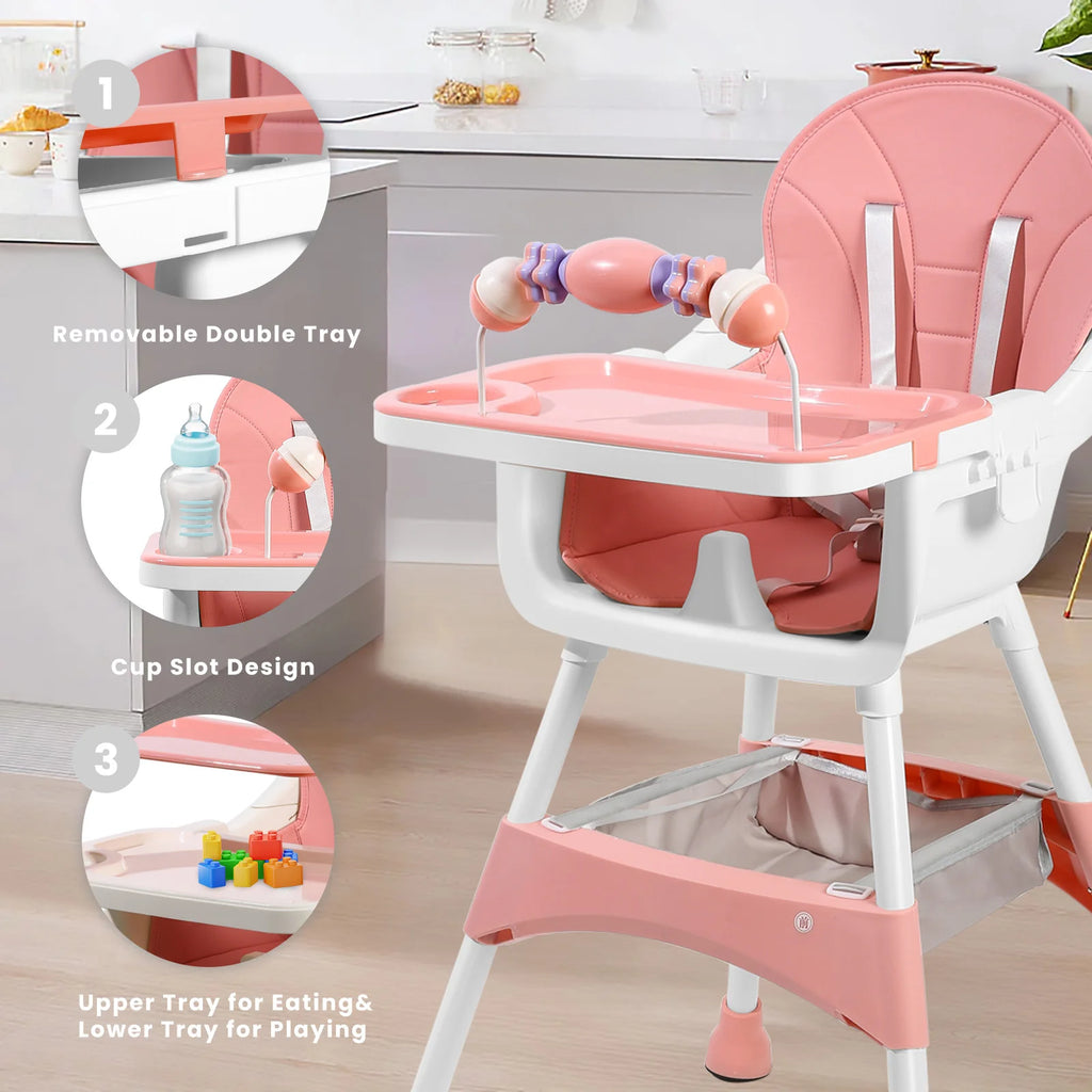 Baby High Chair – Convertible Toddler Dining Chair with Detachable Tray