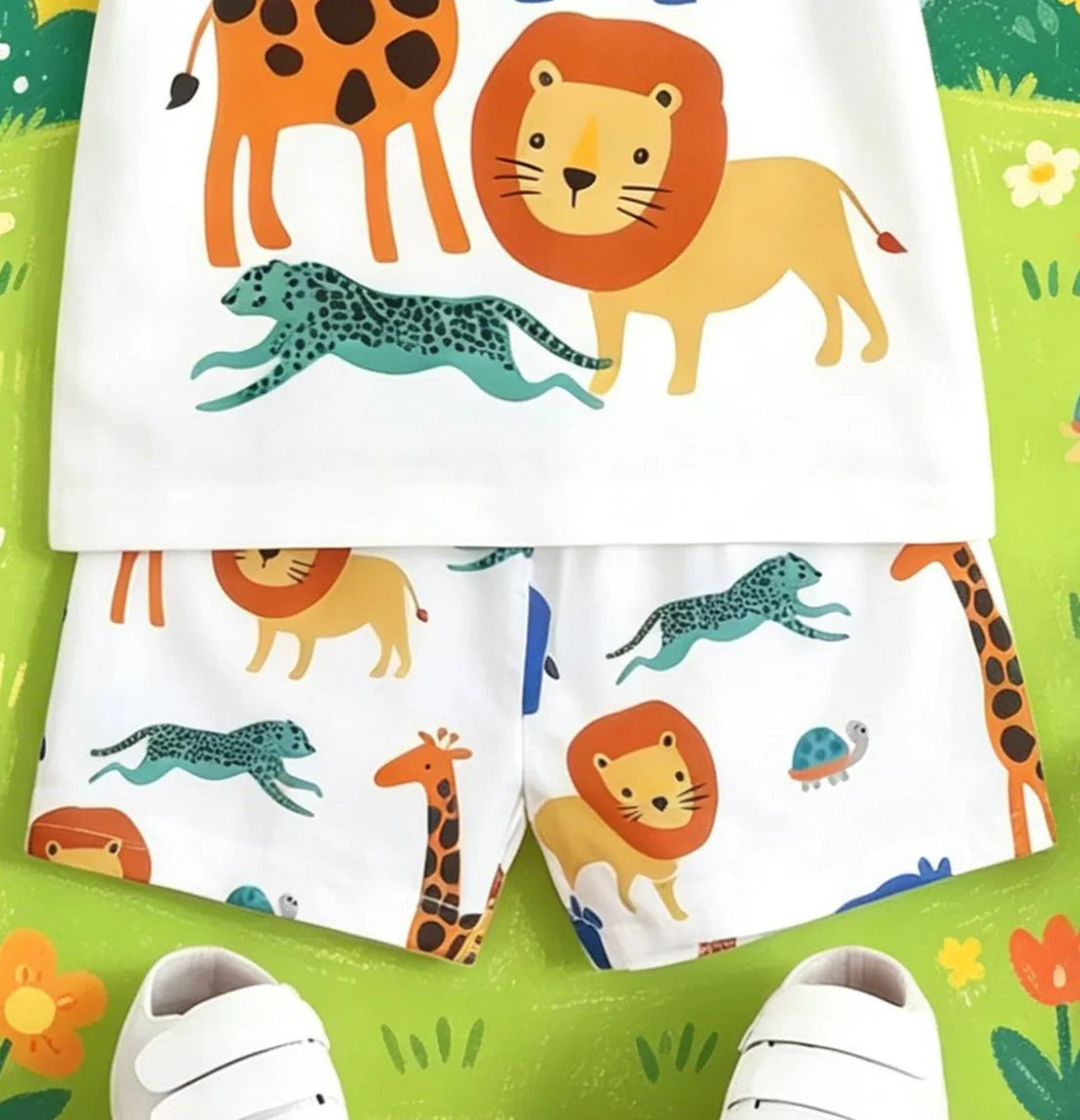 Boys' Zoo Print Two-Piece Set | Tee & Shorts