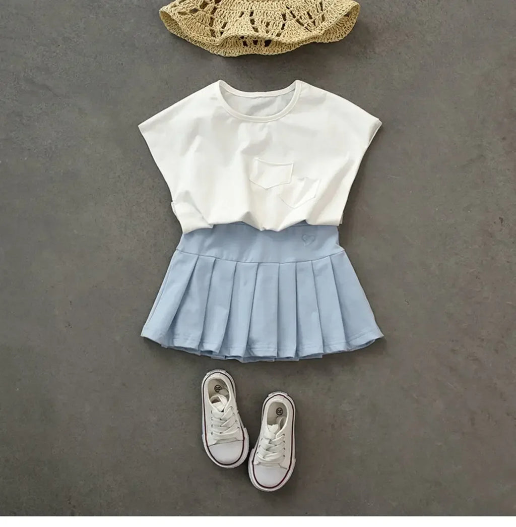 Girls Pleated Skirt with Built-In Safety Shorts