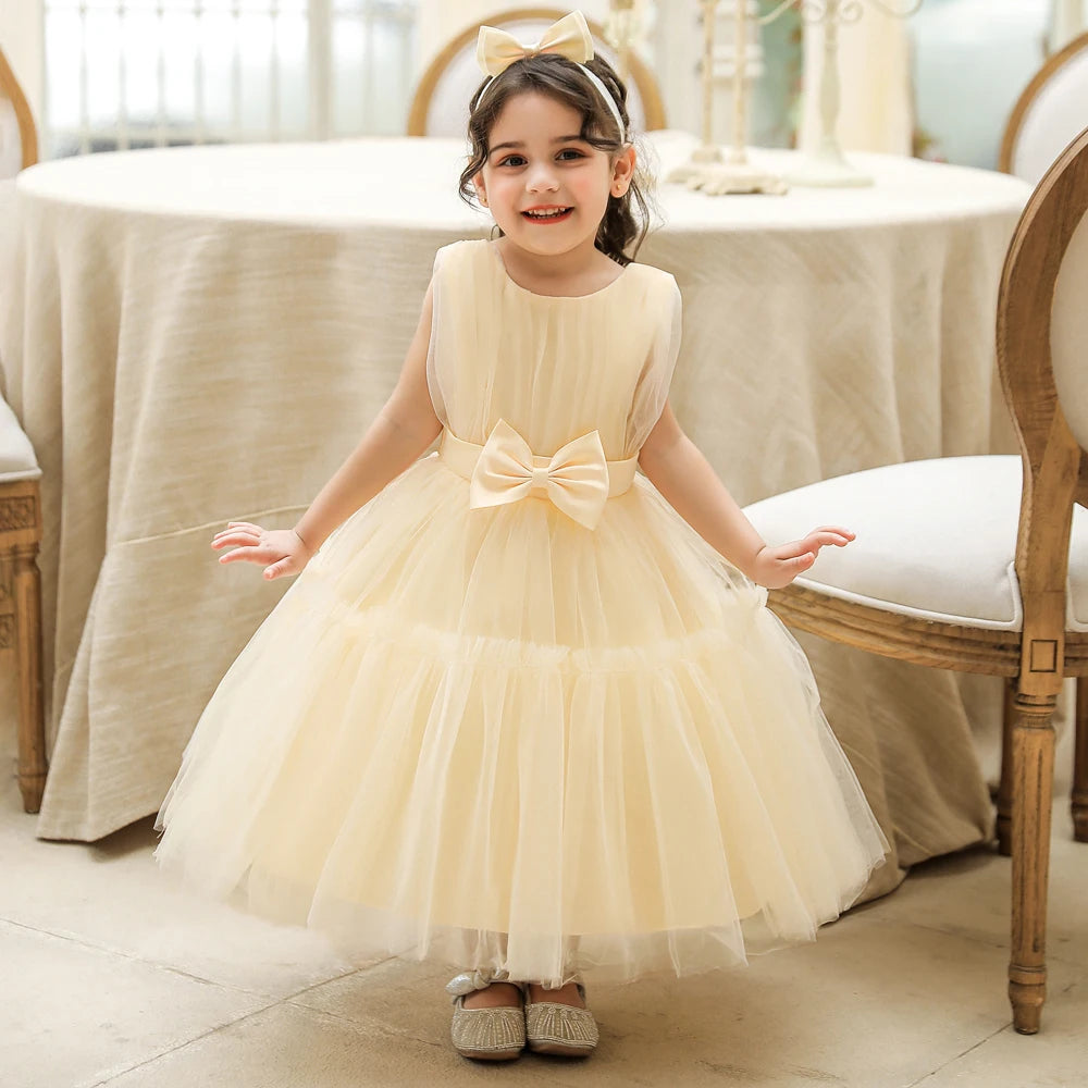Infant Baby 1st Birthday Baptism Dresses For Girls Kids Elegant Wedding Party Princess Dress Tulle Toddler Girl Summer Clothes