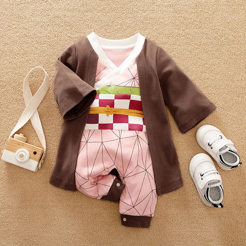 Baby Cartoon Cape-Style Romper – 100% Cotton Unisex Bodysuit | 0–18M