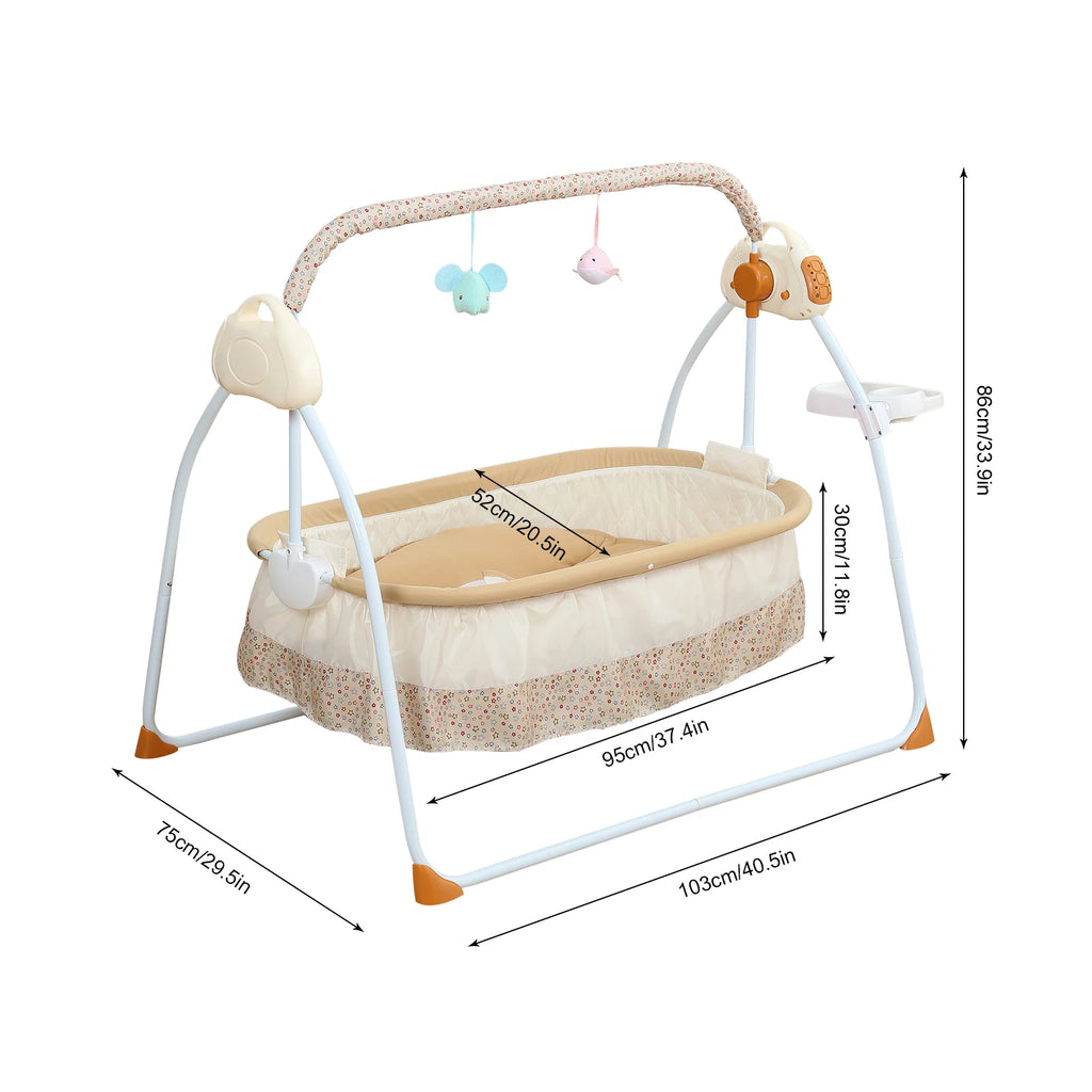 Electric Baby Cradle Swing with Bluetooth, 5 Speeds & Mosquito Net | 0–18 Months