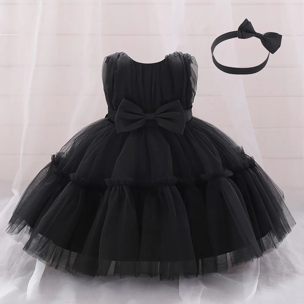 Infant Baby 1st Birthday Baptism Dresses For Girls Kids Elegant Wedding Party Princess Dress Tulle Toddler Girl Summer Clothes