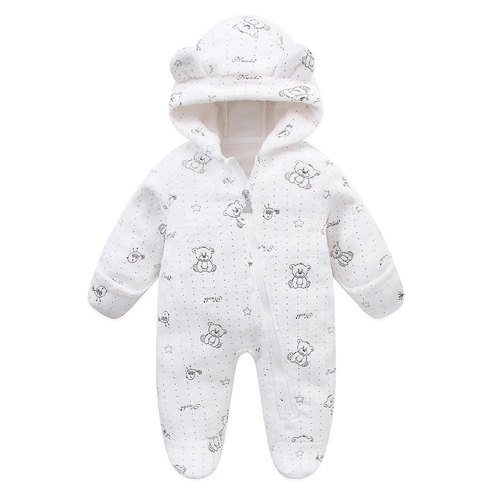 Baby Flannel Romper - Cartoon Print (0-19M)