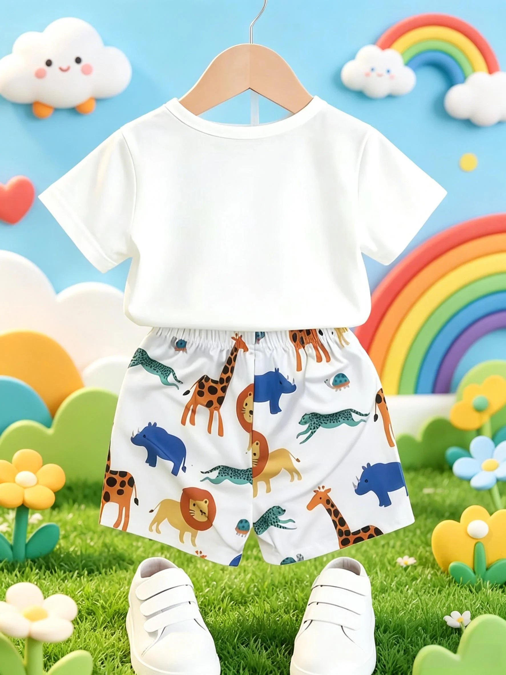 Boys' Zoo Print Two-Piece Set | Tee & Shorts