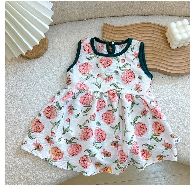 Baby Girl Printed Sleeveless Princess Dress