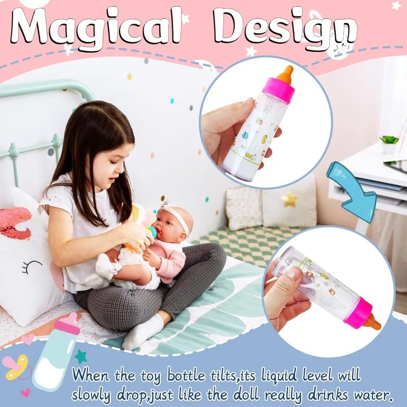 13-Piece Baby Doll Feeding Set – Magic Disappearing Bottles & Pretend Play
