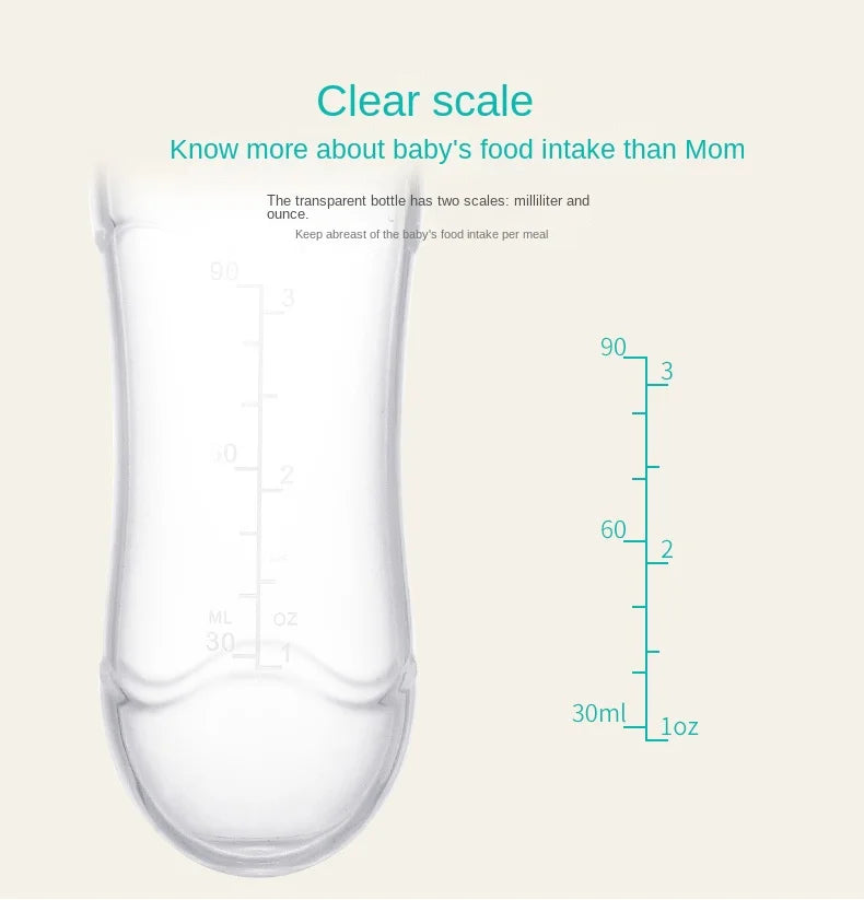 Squeezed Milk Bottle Food Grade Silicone Newborn Training Spoon Baby Grain Food Supplement Feeder Safe and Practical