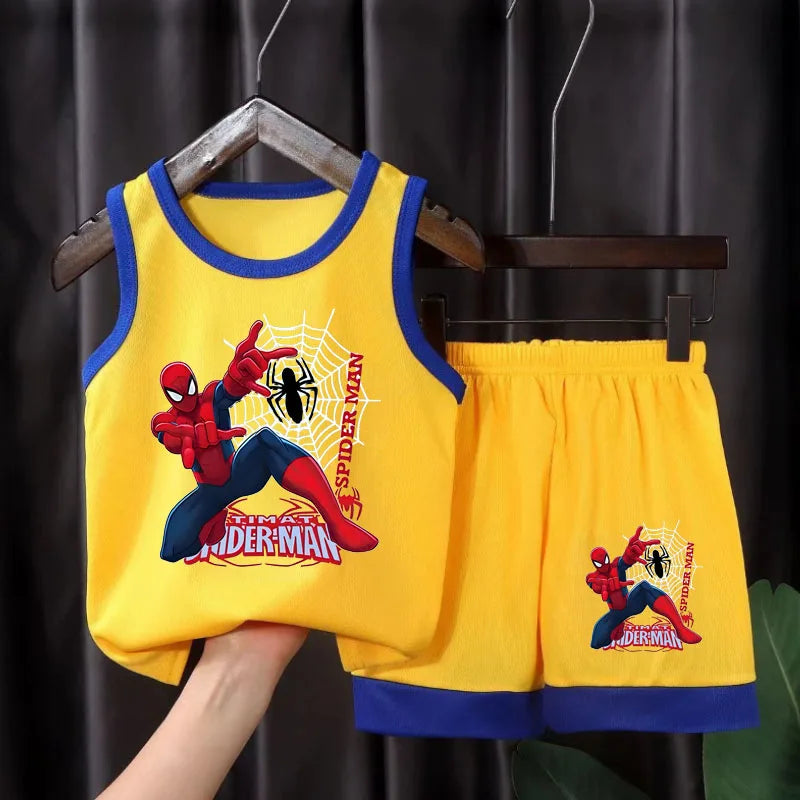 Boys Superhero Basketball Outfit Set – Breathable Mesh Vest & Shorts