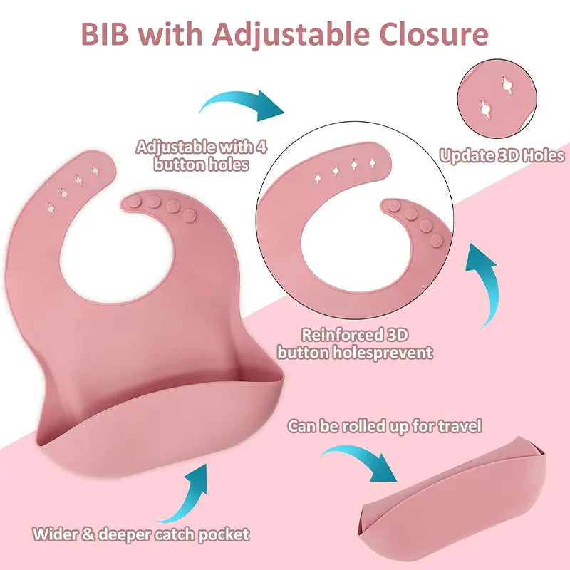 Children's silicone tableware set Baby Complementary Food Training 1/2/3/5PCS Set Sucker Bowl Bib Cup Fork Spoon Set Maternal