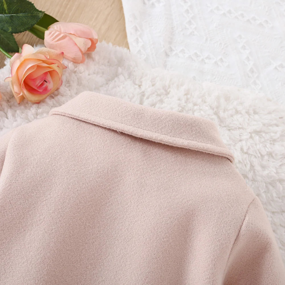 Baby Girls Beige Bow Coat | Long Sleeve Winter Jacket 6M–3Y