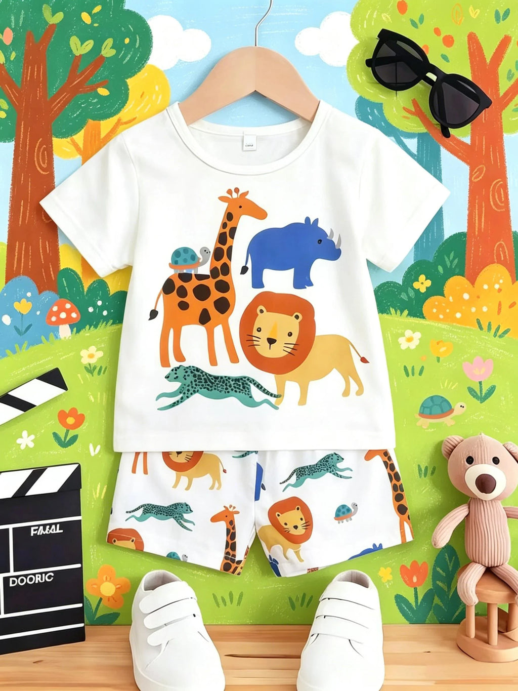 Boys' Zoo Print Two-Piece Set | Tee & Shorts