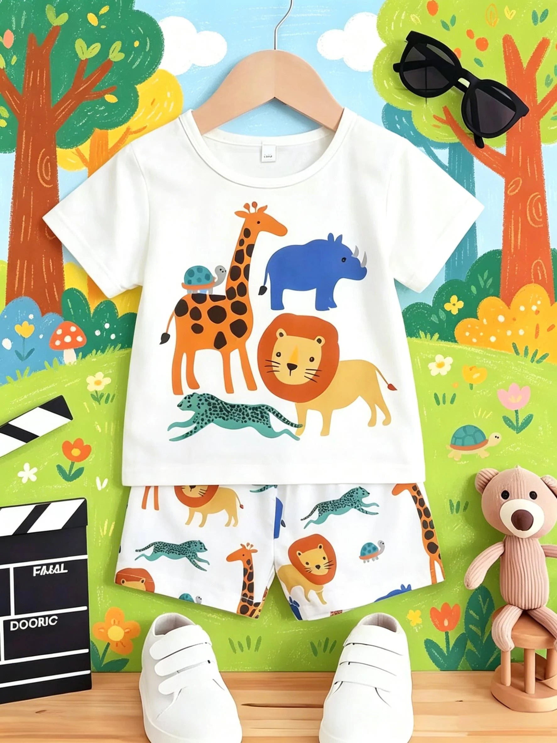 Boys' Zoo Print Two-Piece Set | Tee & Shorts