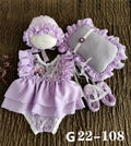 Newborn Baby Girl Photography Props Set | Lace Dress Romper, Hat & Headband 0–3M