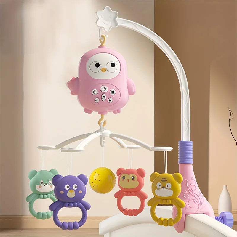 360° Musical Baby Crib Mobile Rotating Night Light Bed Bell Toy Four Speed Timming Hanging Infant Newborn Rattle Bedside Gift