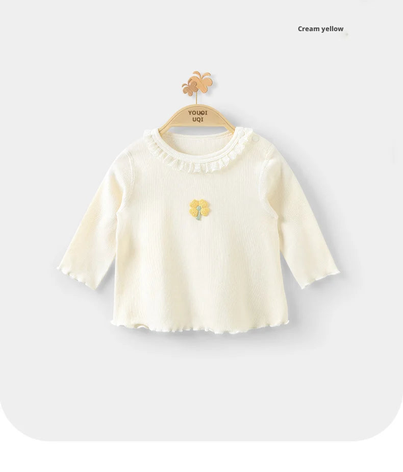 Baby Girls Sweet Long-Sleeve Floral Cotton Top | All Seasons