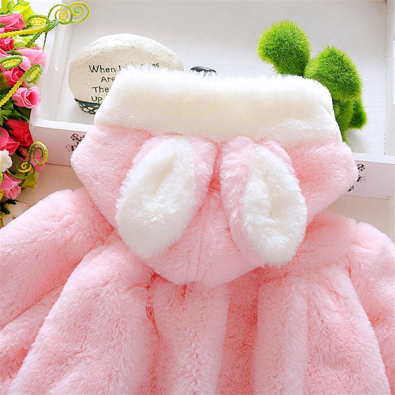 Baby Girls Rabbit Ear Fleece Cape | Autumn Winter | Ages 0–2