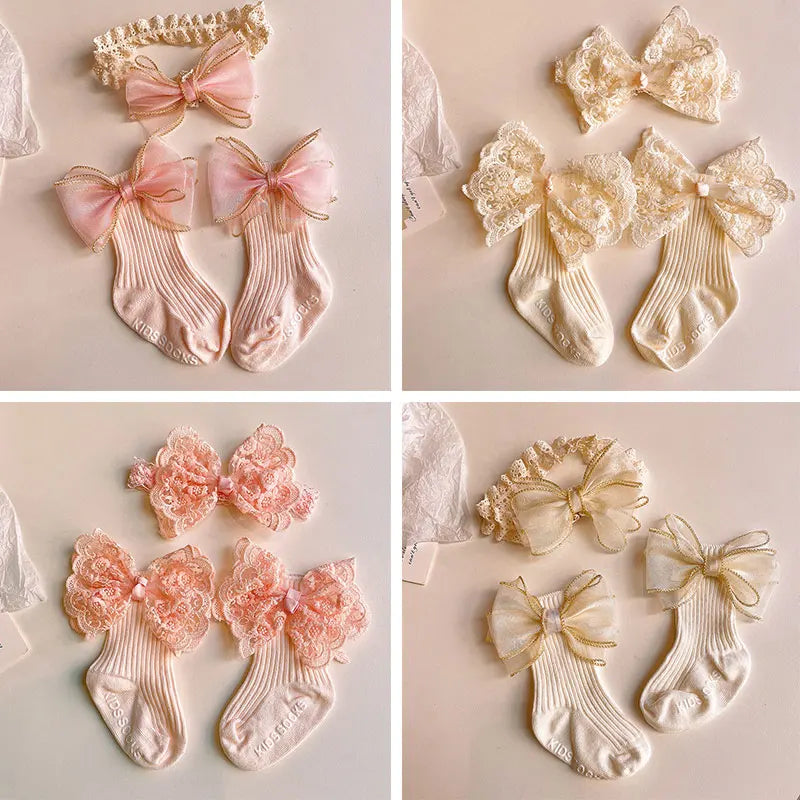 Baby Bow Headband & Socks Set – 2-Piece Girls Accessory