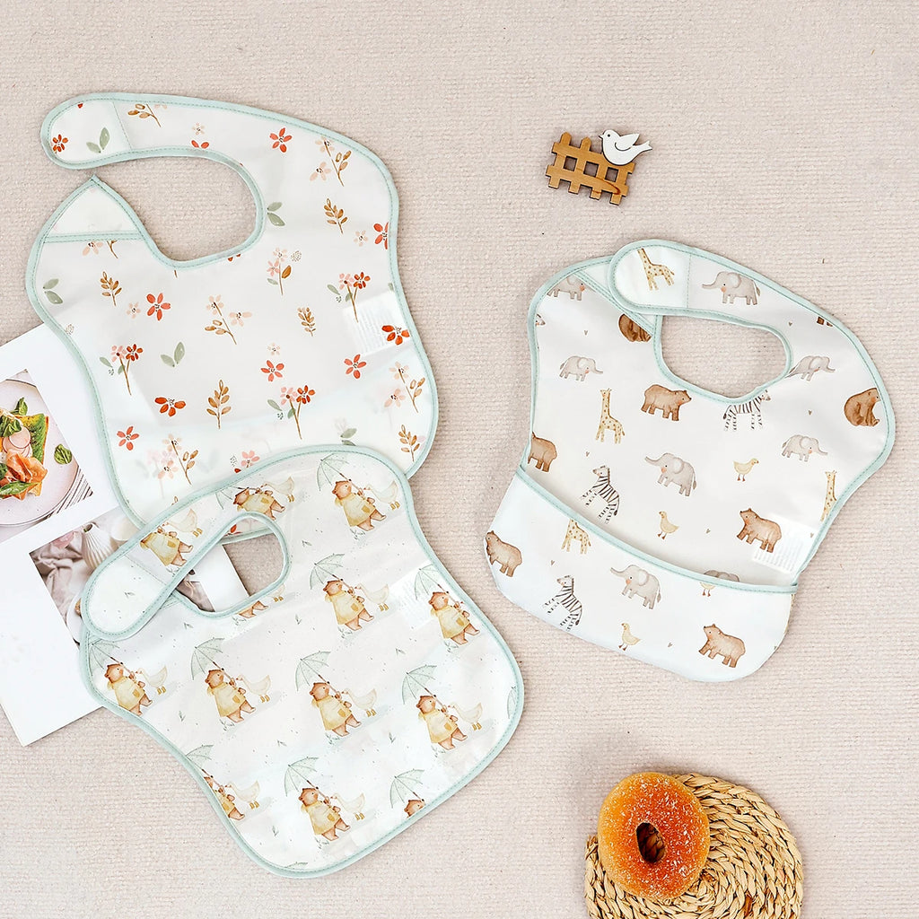 Baby Adjustable Bibs with Pocket – 3 Pack