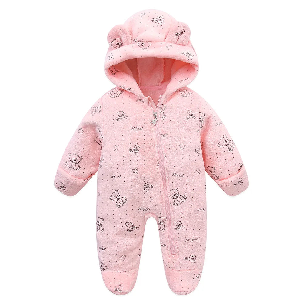 Baby Flannel Romper - Cartoon Print (0-19M)