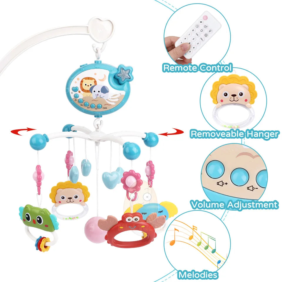 Musical Crib Mobile with Night Light for Newborns