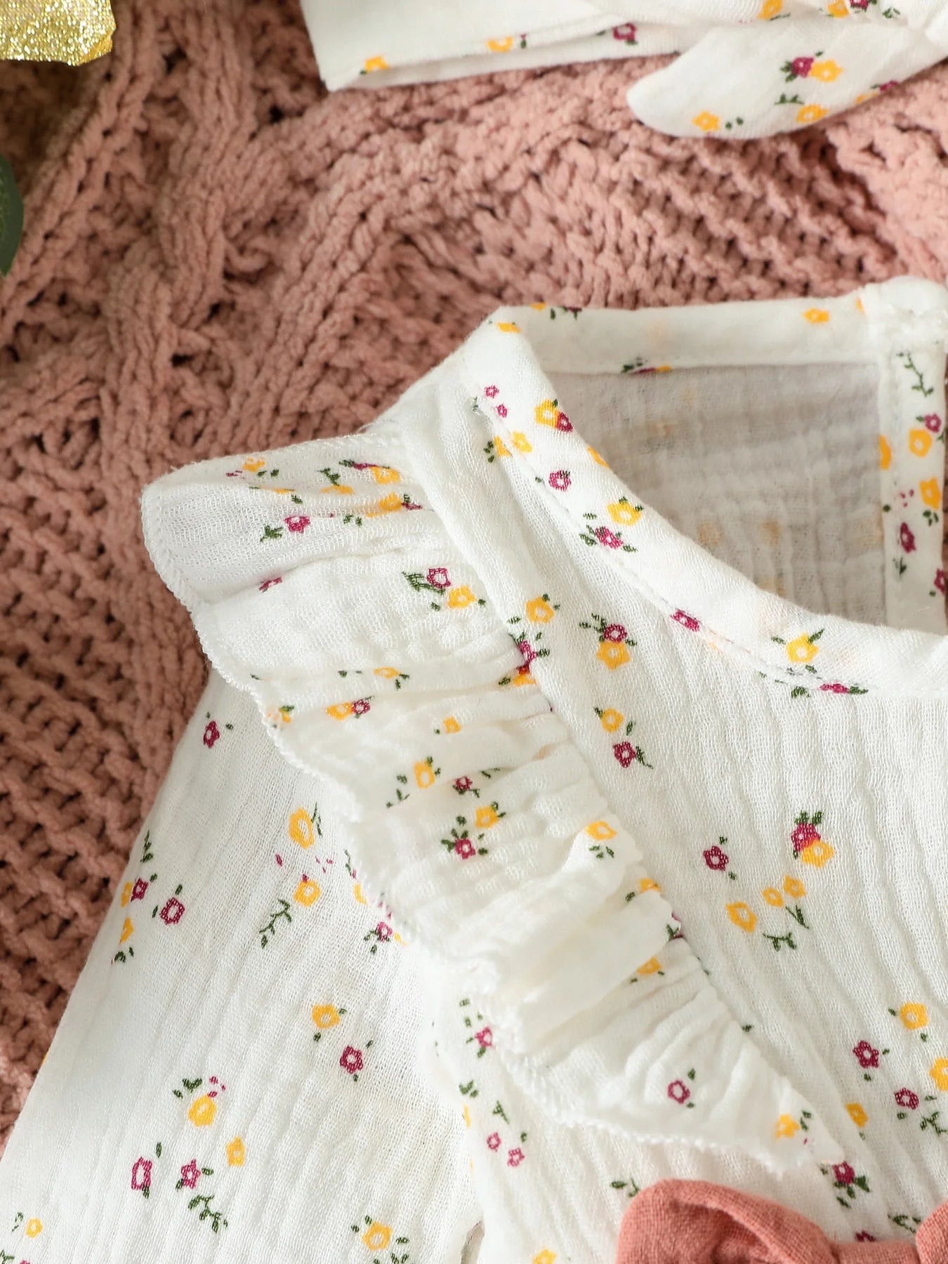 Baby Girl's Floral Jumpsuit with Headband (0–6M)