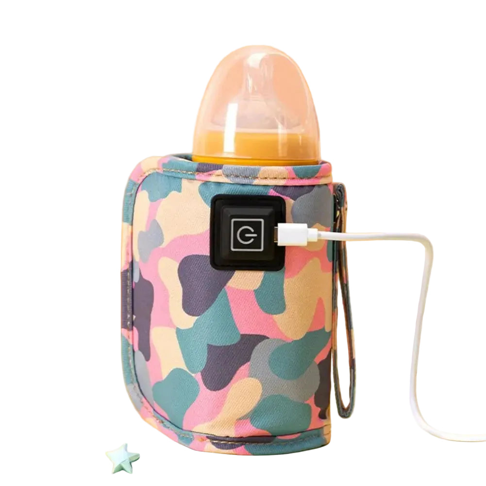 USB baby bottle warmer insulated travel bag in dark camouflage print