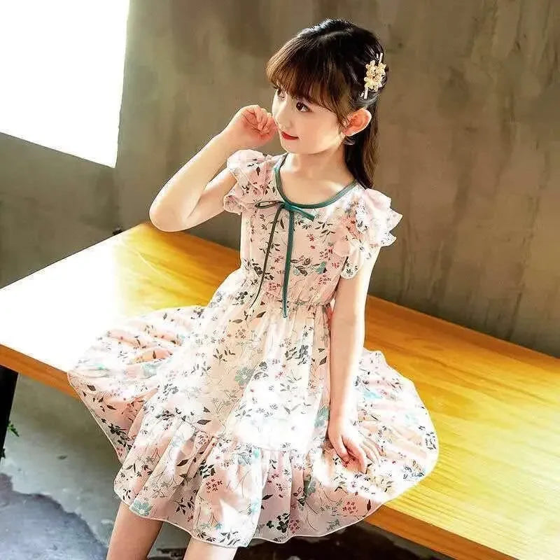 Girls' Sleeveless Floral Summer Dress – A-Line Party & Casual Dress (2T–12Y)
