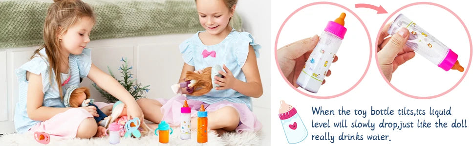 13-Piece Baby Doll Feeding Set – Magic Disappearing Bottles & Pretend Play